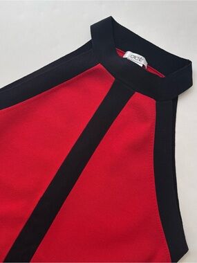 Cache Color Block High-Neck Halter Top Silk Spandex Blend Large Y2K